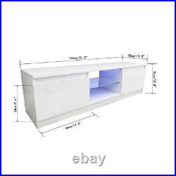 130CM Width White Modern TV Stand High Gloss Door Matt Cabinet Unit LED Light
