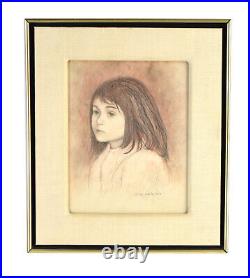 1968 Philip Butler White Colored Pencil Portrait of Young Girl Chicago artist