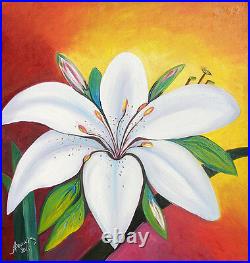 23 WHITE FLOWERS - original oil on canvas painting by ANNA