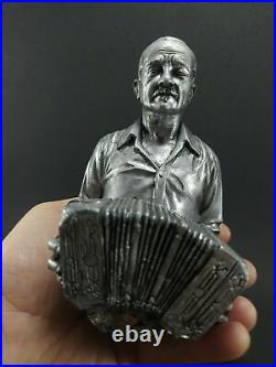 2 Tango Busts Anibal Pichuco Troilo + Osvaldo Pugliese Sculptures Silver Painted