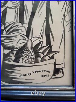 3 Headley Thompson Original Ink Art Signed Jamaican Artist