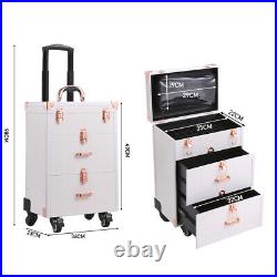 3 in 1 Mobile Beauty Trolley Makeup Train Case Nail Artist Hairdressing Salon