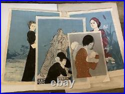 4 Stephen White N. C. Artist Woodblocks All 1970's