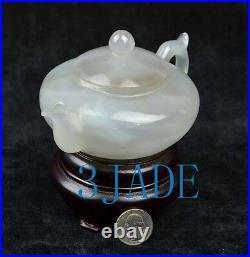 6 Natural Agate / Chalcedony Teapot / Tea Pot Statue / Carving / Sculpture