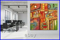 ABSTRACT PAINTINGS # MODERN ART WALL HAND PAINTED CANVAS DECOR CROSS 78 x 78