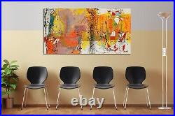 ABSTRACT PAINTINGS # MODERN ART WALL HAND PAINTED CANVAS DECOR RICHTER 75 x 35