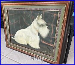 ART White Scottish Terrier SCOTTIE DOG Framed Portrait Painting by PAUL STAGG