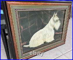 ART White Scottish Terrier SCOTTIE DOG Framed Portrait Painting by PAUL STAGG