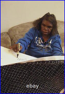 Aboriginal Painting Dorothy Napangardi Top Renown Artist Coa And Photo 90x90 CM