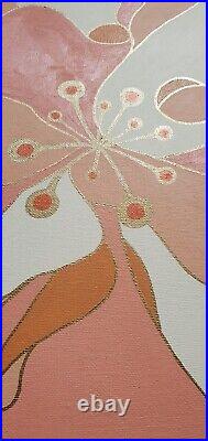 Abstract Acrylic Painting Morning Coffe 2 Stretched Canvas Original Pink White