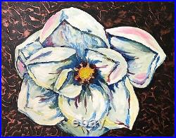 Abstract Magnolia Painting on Canvas Original Oil/Acrylic Painting white magnoli