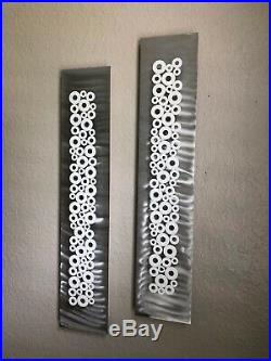 Abstract metal wall art White and Silver 2 piece set sculpture by Holly Lentz