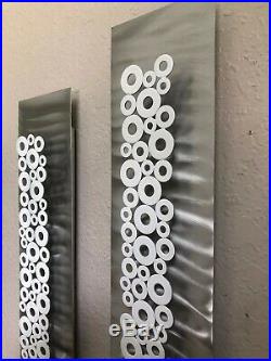 Abstract metal wall art White and Silver 2 piece set sculpture by Holly Lentz