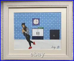 Acrylic Collage Art Glazed Framed Dancer Signed Contemporary Red Trainers Nike