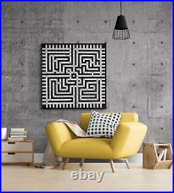 Acrylic painting on canvas original art contemporary artwork black white modern