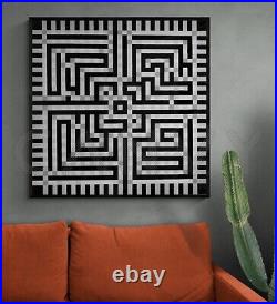 Acrylic painting on canvas original art contemporary artwork black white modern