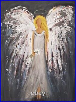 Angel Soul art abstract wings dress original painting spiritual 18x24