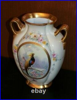 Antique Golden Pheasant Pickard Vase E. Challinor Artist Signed -1922 9