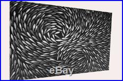 Art painting canvas oil abstract sea ocean river Fish black white Australia