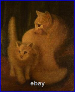 Arthur Heyer (1872-1931), Hungarian artist. 2 white cats in interior
