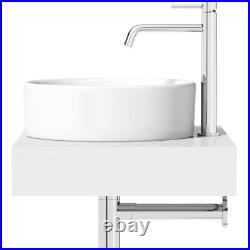 Artist Collection Wowee White round basin with countertop shelf