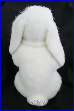 Artist Original 2014 OOAK Needle Felted Wool 8 White Lop-Ear Bunny Rabbit withEgg