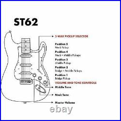 Artist ST62 Vintage White Electric Guitar with Wrangler Pickups