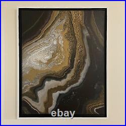 Aurora Black White & Gold New Original Modern Abstract Acrylic Canvas Painting
