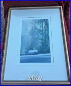 Australian Artist Greg Allen Framed Glazed Watercolour White Mazda MX5 Signed 91
