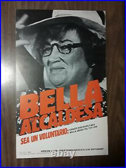 BELLA PARA ALCADESA-Bella Abzug for Mayor poster 1977 primary- her hat into ring