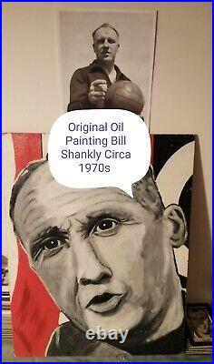 BILL SHANKLY LIVERPOOL MANAGER ORIGINAL ARTWORK IN OILS BY UNKNOWN ARTIST 1970s BILL SHANKLY LIVERPOOL MANAGER ORIGINAL ARTWORK IN OILS BY UNKNOWN ARTIST 1970s