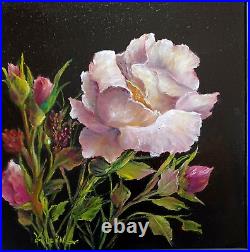 BLUSHING WHITE ROSE New Original Floral 12x12 Oil Painting by Artist Klein