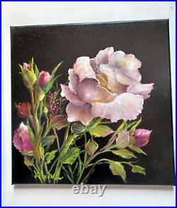 BLUSHING WHITE ROSE New Original Floral 12x12 Oil Painting by Artist Klein