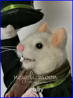 Bartholomew Fattimous Bespoke Needle Felted Mouse with top hat by neyeli OOAK