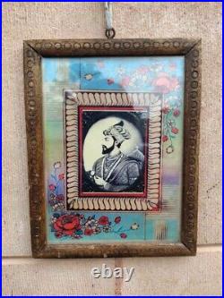 Beautiful Portrait Photograph Indian Mughal King Vintage Collectible Frame Decor