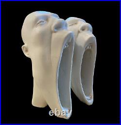 Belgium, Artist DANK NOX vtg screaming men? Crest resin sculpture