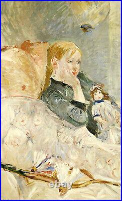 Berthe Morisot Young Girl With Puppet female artist french impressionist Green
