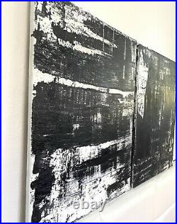 Black And White Acrylic Painting Abstract Canvas Wall Art Home Decor Set 2 Arts