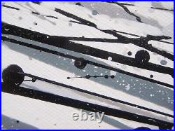 Black And White Very Large Modern Wall Art Abstract Star Sun XL Canvas Painting