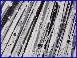 Black And White Very Large Modern Wall Art Abstract Star Sun XL Canvas Painting