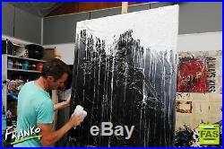 Black White Abstract Art Painting Textured Canvas 140cm x 100cm Franko Australia