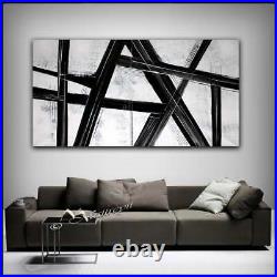 Black White Painting Geometric Style Modern Abstract Art on Canvas Maitreyii