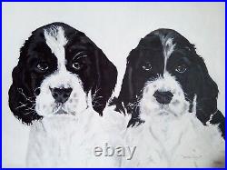 Black & White Spaniel Puppy Portrait Acrylic Painting Original On Canvas SALE