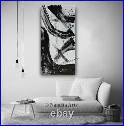 Black and White Minimalist painting on Canvas Large wall art Contemporary Art