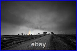 Black and White Photography Print Picture of Colorful Rainbow in Rural Kansas
