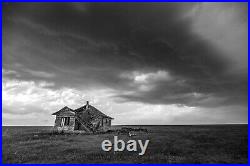 Black and White Photography Print of Old Abandoned House on Oklahoma Prairie