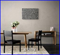 Black and white optical art original oil painting on canvas, ready to hang 24x36