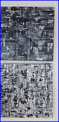 Black, white gray deep canvas art paintings (x2)by Bird