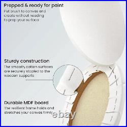 Blank Painting Canvas 4 pcs Oval Shape Cotton White Wooden Frame for Artist Tool