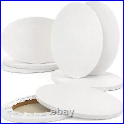 Blank Painting Canvas 4 pcs Oval Shape Cotton White Wooden Frame for Artist Tool